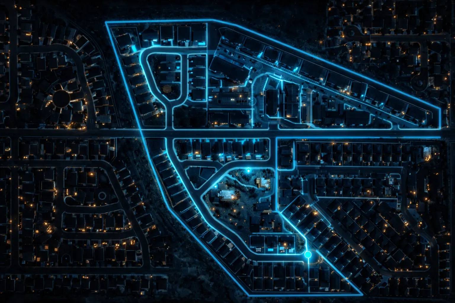 Aerial plan view of the Foxcroft community
