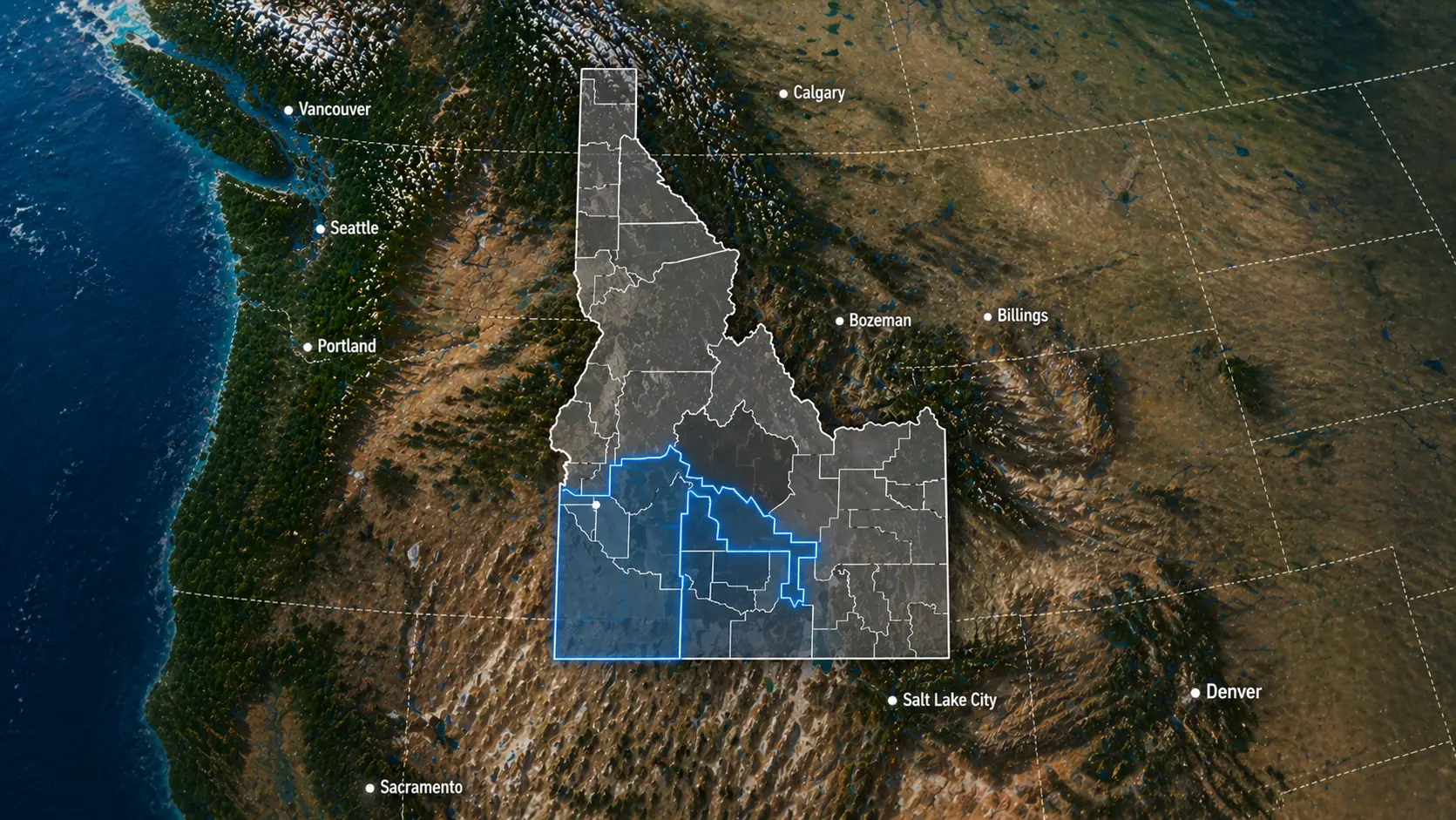 Aerial view of Ada County, Idaho — a Bailey Engineering service area